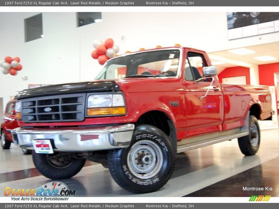 1997 Ford F250 XL Regular Cab 4x4 Laser Red Metallic / Medium Graphite Photo #2