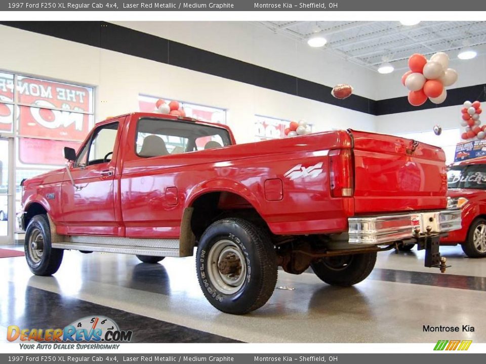 1997 Ford F250 XL Regular Cab 4x4 Laser Red Metallic / Medium Graphite Photo #4