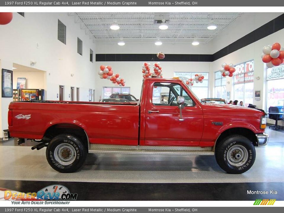 1997 Ford F250 XL Regular Cab 4x4 Laser Red Metallic / Medium Graphite Photo #8