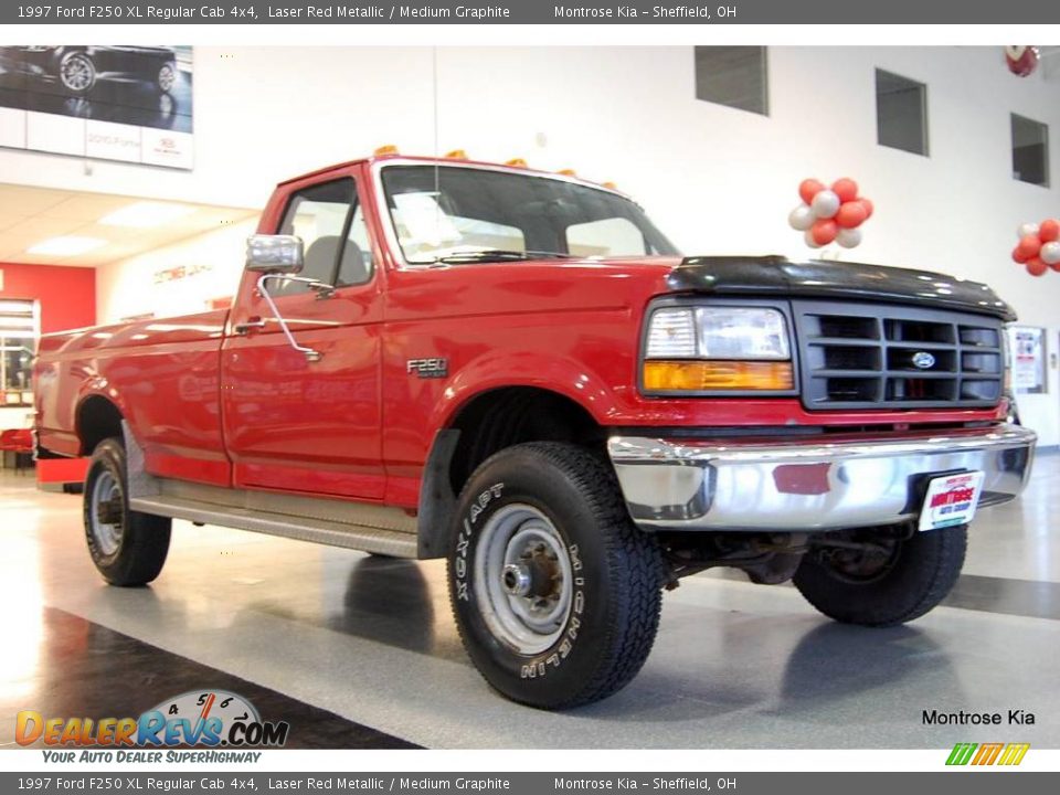 1997 Ford F250 XL Regular Cab 4x4 Laser Red Metallic / Medium Graphite Photo #9