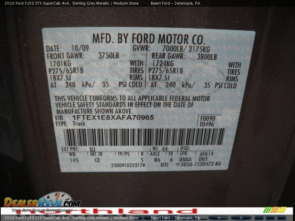 2010 Ford F150 STX SuperCab 4x4 Sterling Grey Metallic / Medium Stone Photo #15