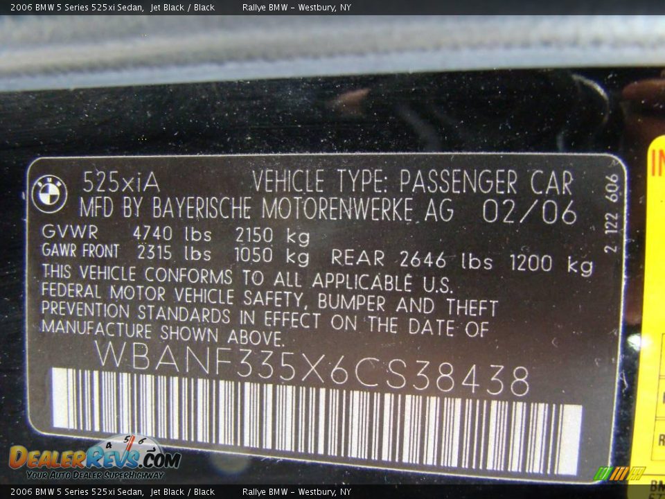 2006 BMW 5 Series 525xi Sedan Jet Black / Black Photo #15