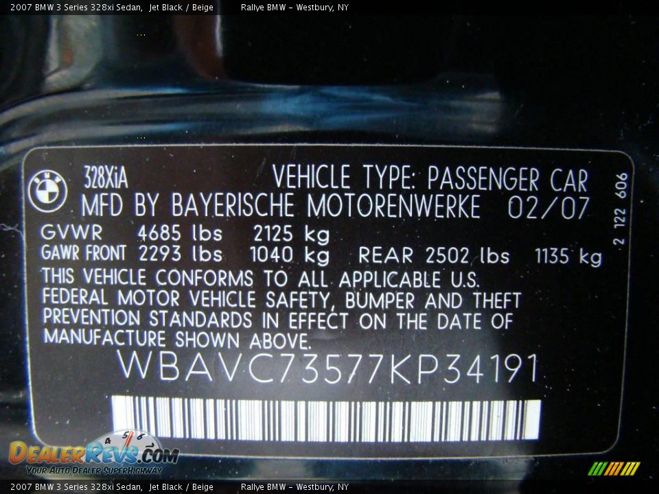 2007 BMW 3 Series 328xi Sedan Jet Black / Beige Photo #15