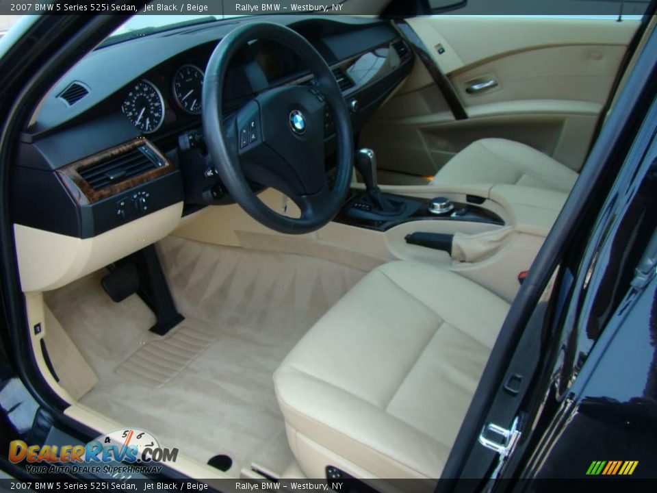2007 BMW 5 Series 525i Sedan Jet Black / Beige Photo #10