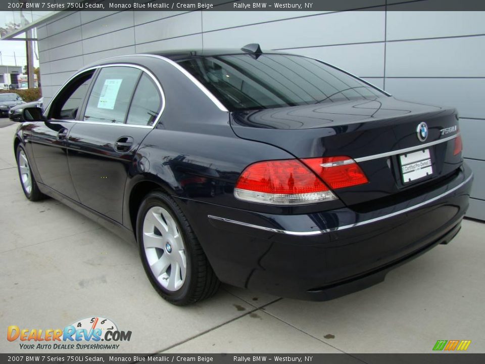 2007 BMW 7 Series 750Li Sedan Monaco Blue Metallic / Cream Beige Photo #3