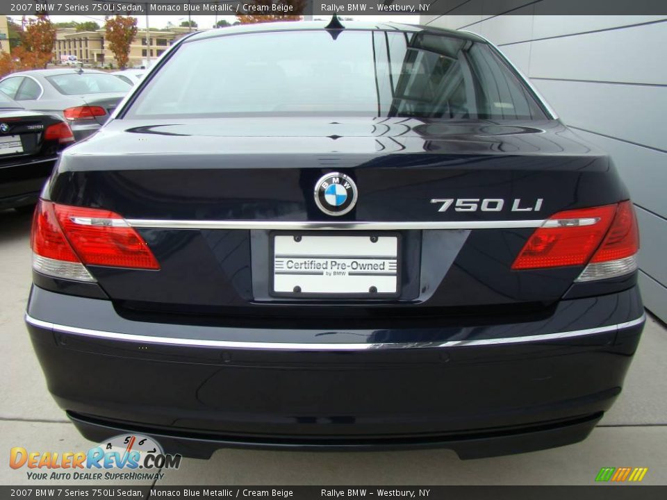 2007 BMW 7 Series 750Li Sedan Monaco Blue Metallic / Cream Beige Photo #4