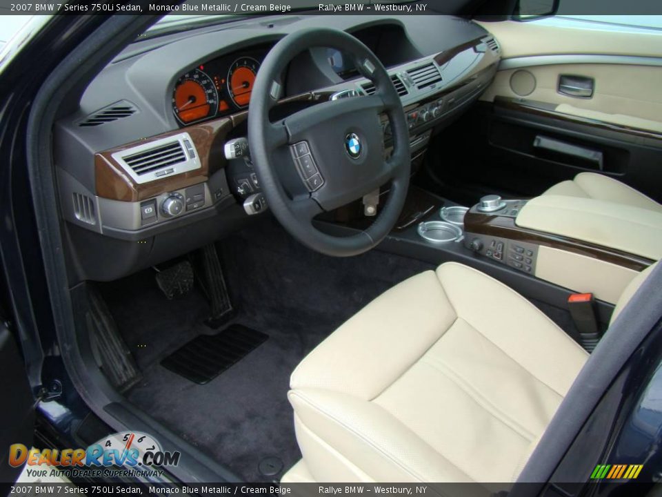 2007 BMW 7 Series 750Li Sedan Monaco Blue Metallic / Cream Beige Photo #9