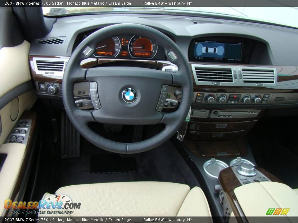 2007 BMW 7 Series 750Li Sedan Monaco Blue Metallic / Cream Beige Photo #10