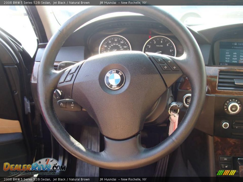 2008 BMW 5 Series 528i Sedan Jet Black / Natural Brown Photo #18