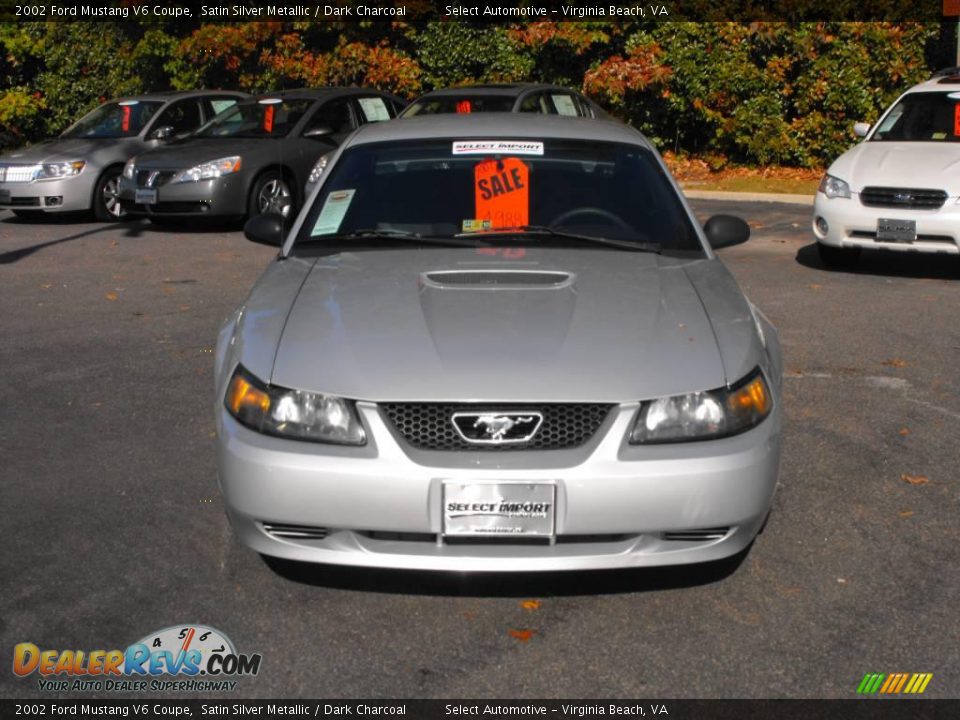 2002 Ford Mustang V6 Coupe Satin Silver Metallic / Dark Charcoal Photo #2