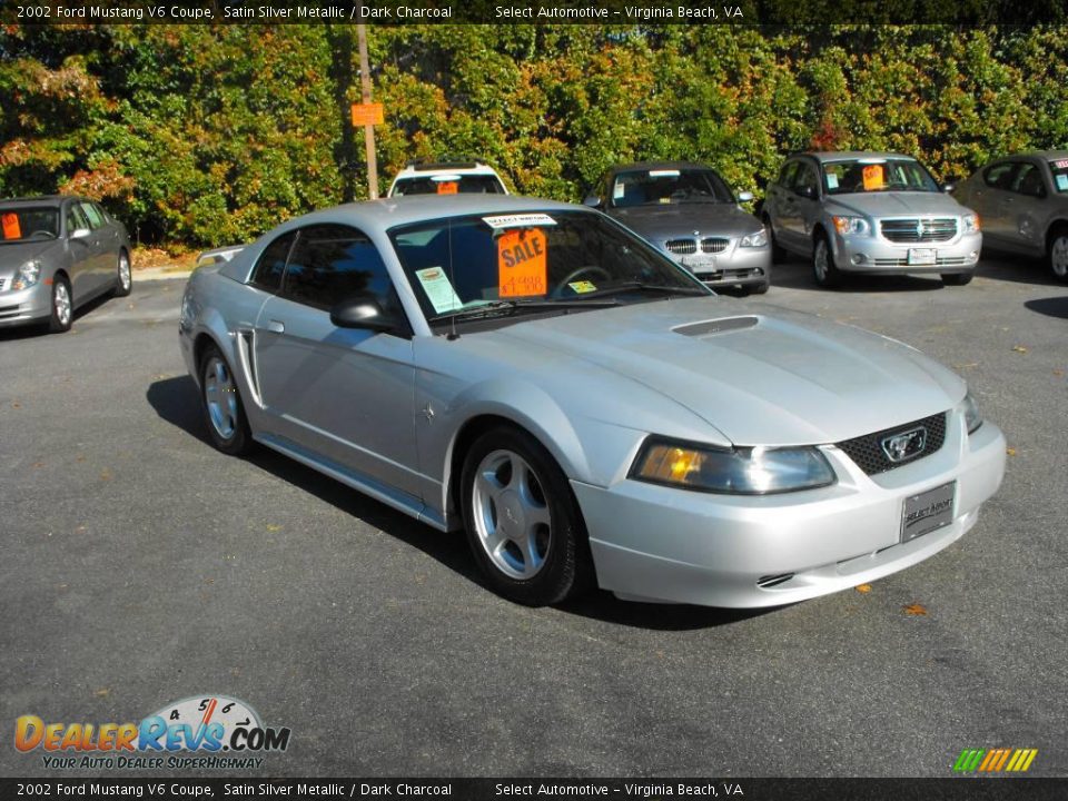 2002 Ford Mustang V6 Coupe Satin Silver Metallic / Dark Charcoal Photo #3