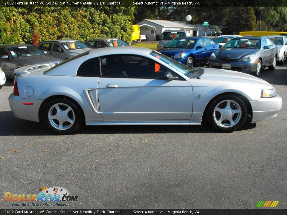 2002 Ford Mustang V6 Coupe Satin Silver Metallic / Dark Charcoal Photo #4