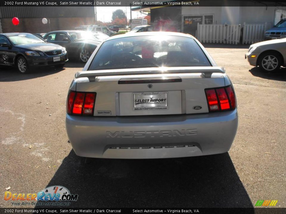 2002 Ford Mustang V6 Coupe Satin Silver Metallic / Dark Charcoal Photo #6