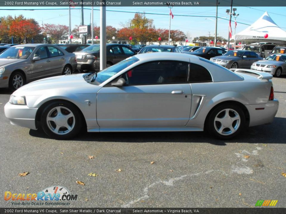 2002 Ford Mustang V6 Coupe Satin Silver Metallic / Dark Charcoal Photo #8