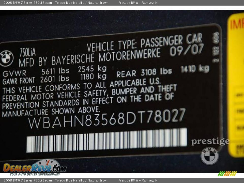 2008 BMW 7 Series 750Li Sedan Toledo Blue Metallic / Natural Brown Photo #8