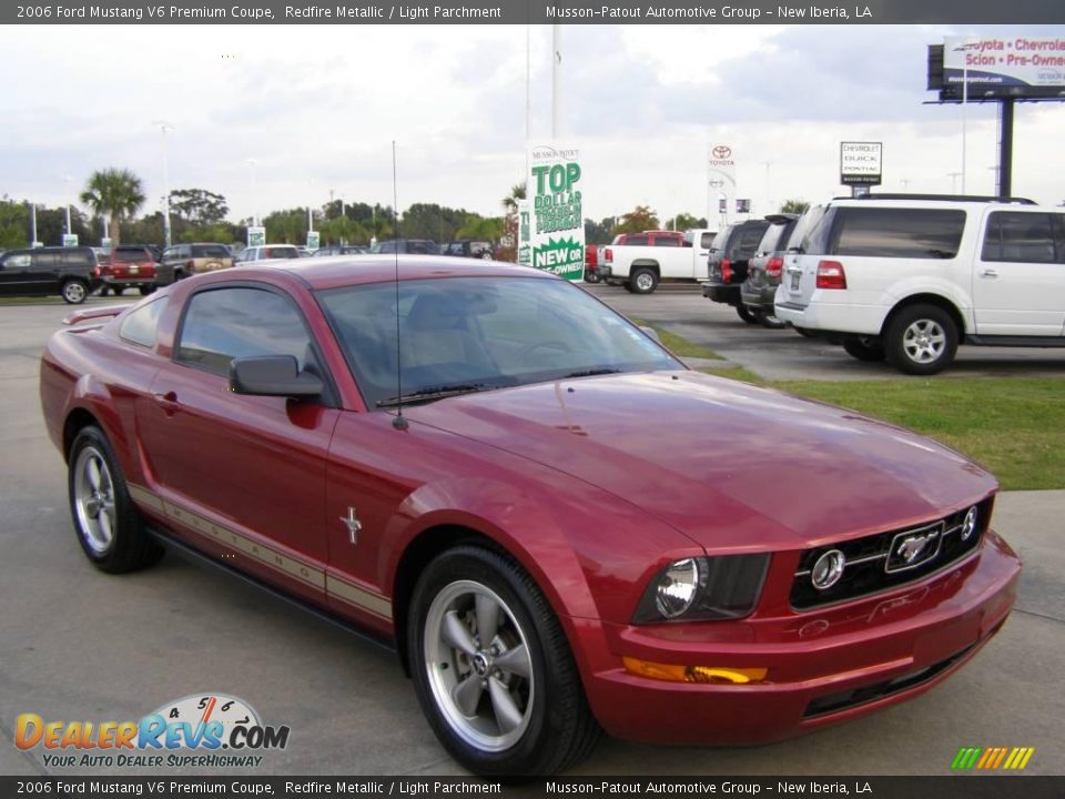 2006 Ford Mustang V6 Premium Coupe Redfire Metallic / Light Parchment Photo #7
