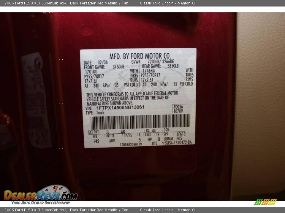 2006 Ford F150 XLT SuperCab 4x4 Dark Toreador Red Metallic / Tan Photo #18