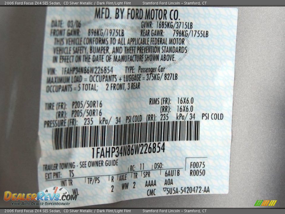 2006 Ford Focus ZX4 SES Sedan CD Silver Metallic / Dark Flint/Light Flint Photo #14