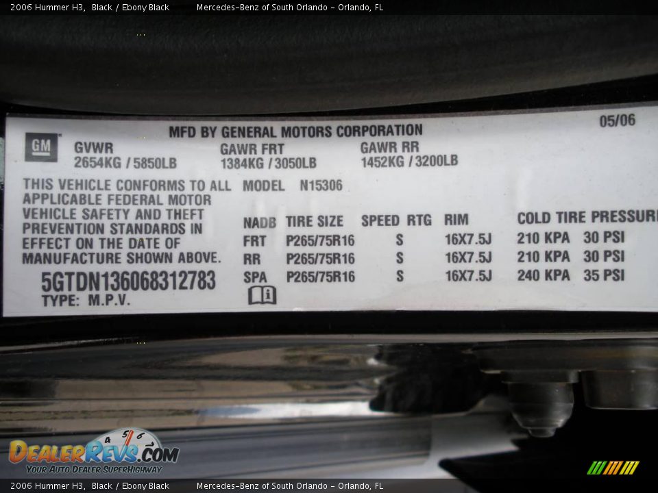 2006 Hummer H3 Black / Ebony Black Photo #24