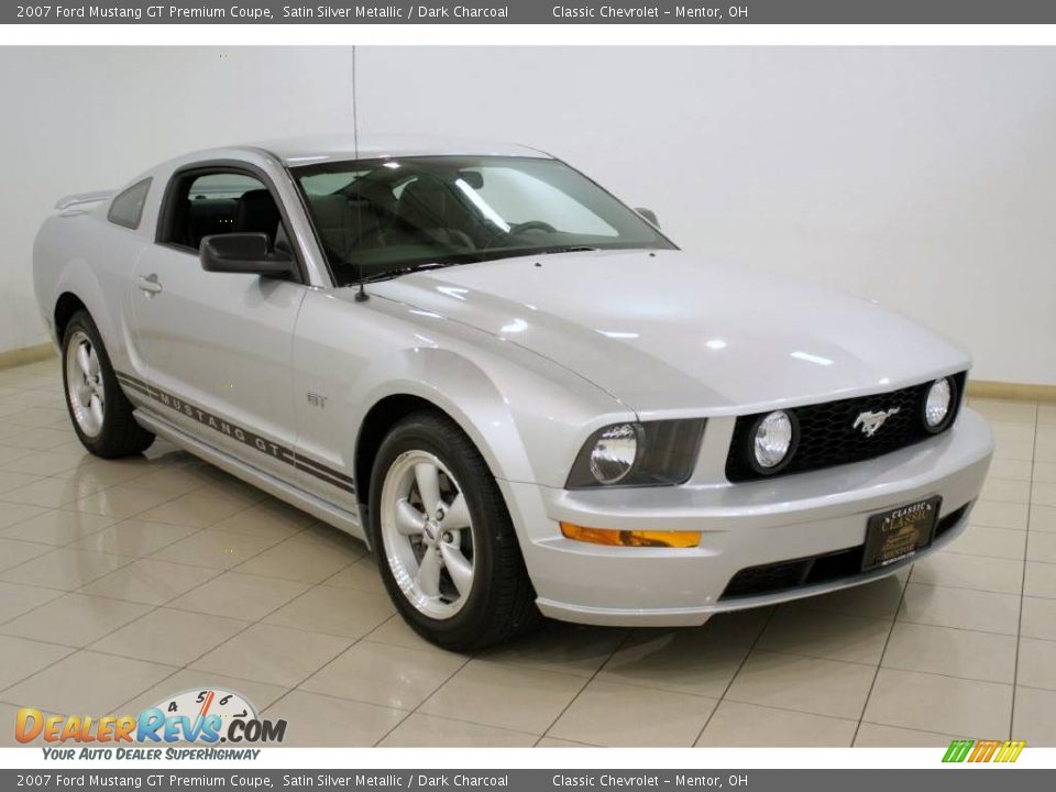 2007 Ford Mustang GT Premium Coupe Satin Silver Metallic / Dark Charcoal Photo #1