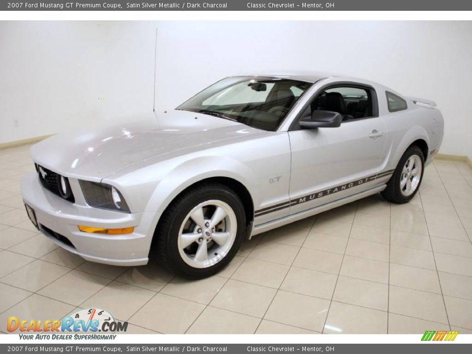 2007 Ford Mustang GT Premium Coupe Satin Silver Metallic / Dark Charcoal Photo #3