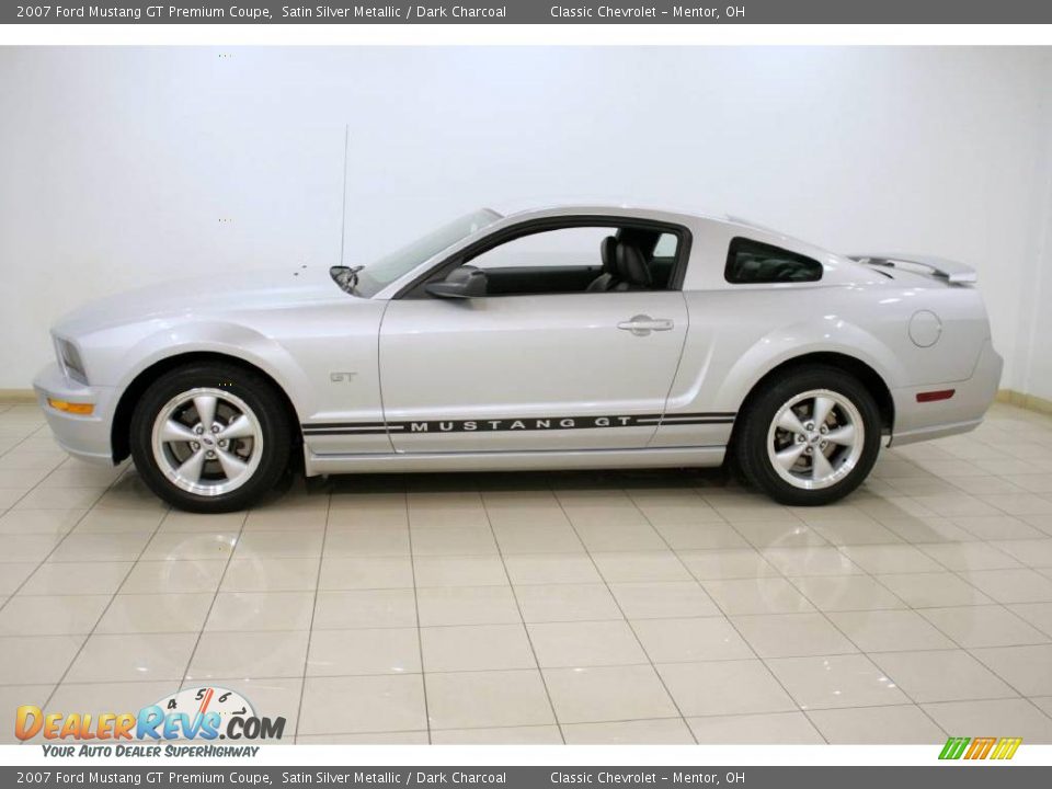 2007 Ford Mustang GT Premium Coupe Satin Silver Metallic / Dark Charcoal Photo #4