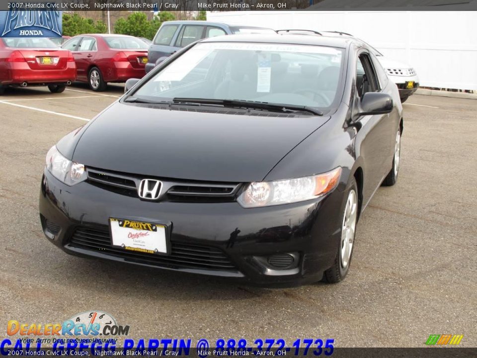 2007 Honda Civic LX Coupe Nighthawk Black Pearl / Gray Photo #3