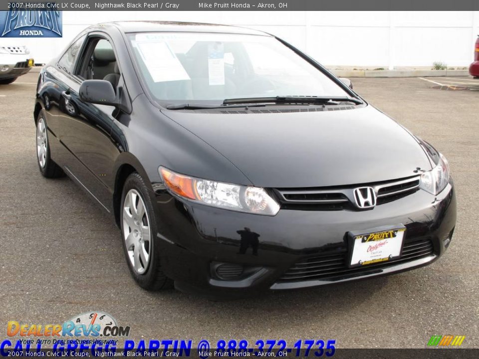 2007 Honda Civic LX Coupe Nighthawk Black Pearl / Gray Photo #5