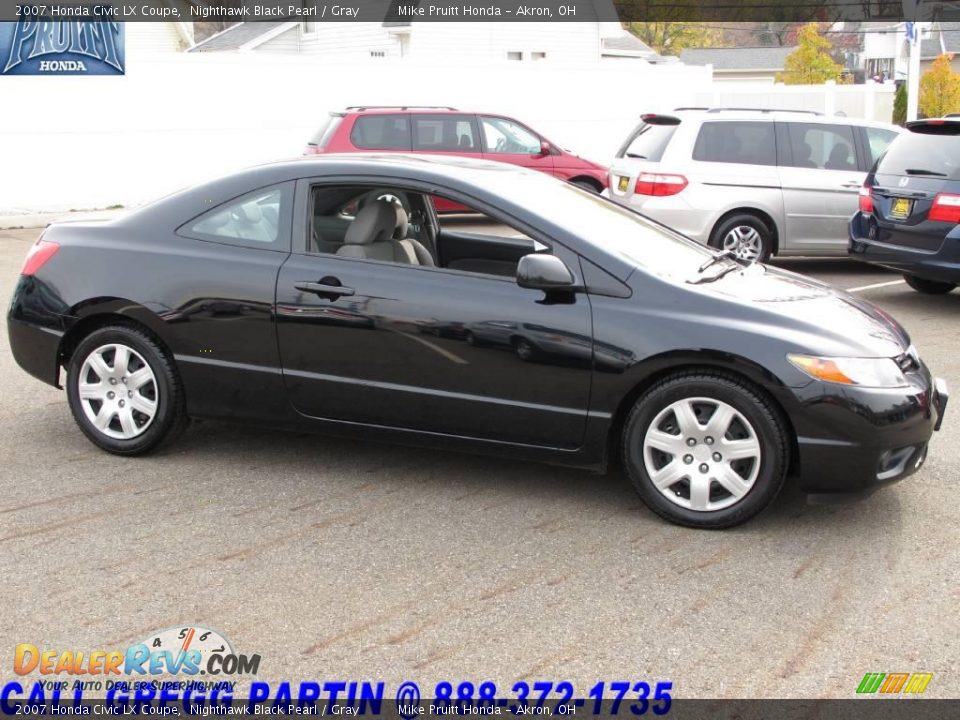 2007 Honda Civic LX Coupe Nighthawk Black Pearl / Gray Photo #6