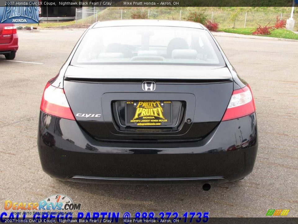 2007 Honda Civic LX Coupe Nighthawk Black Pearl / Gray Photo #8