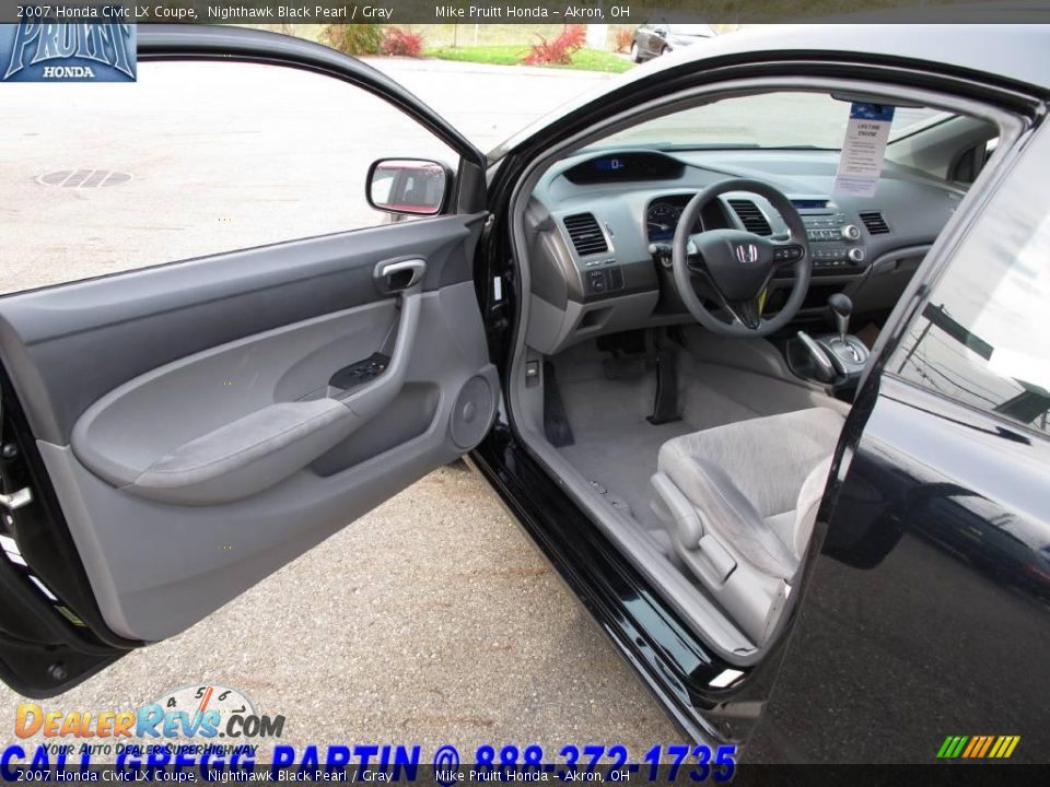 2007 Honda Civic LX Coupe Nighthawk Black Pearl / Gray Photo #10