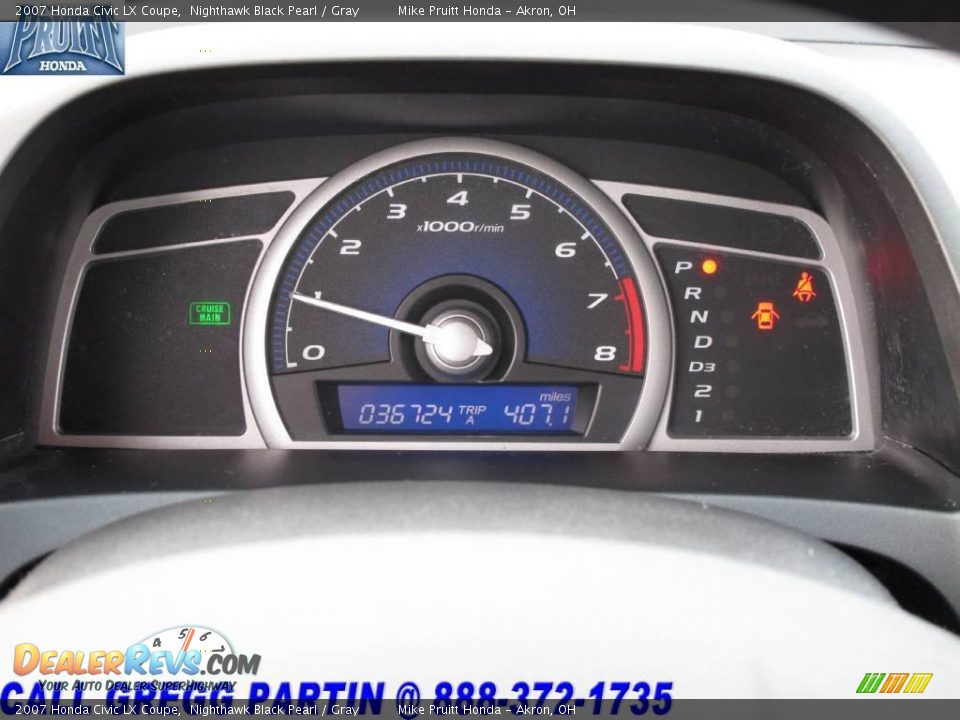 2007 Honda Civic LX Coupe Nighthawk Black Pearl / Gray Photo #15