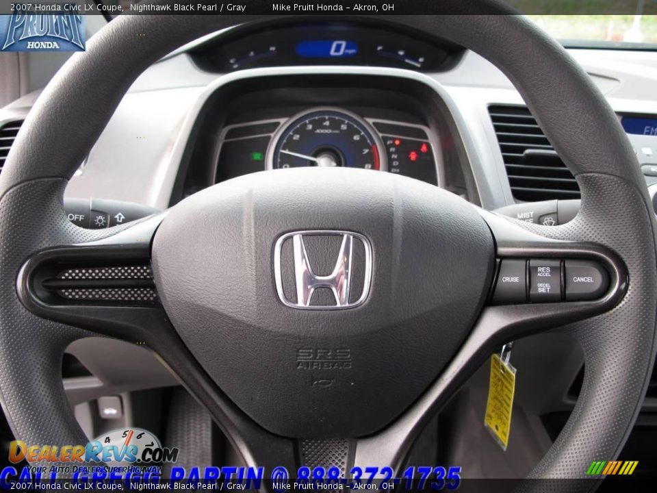 2007 Honda Civic LX Coupe Nighthawk Black Pearl / Gray Photo #16