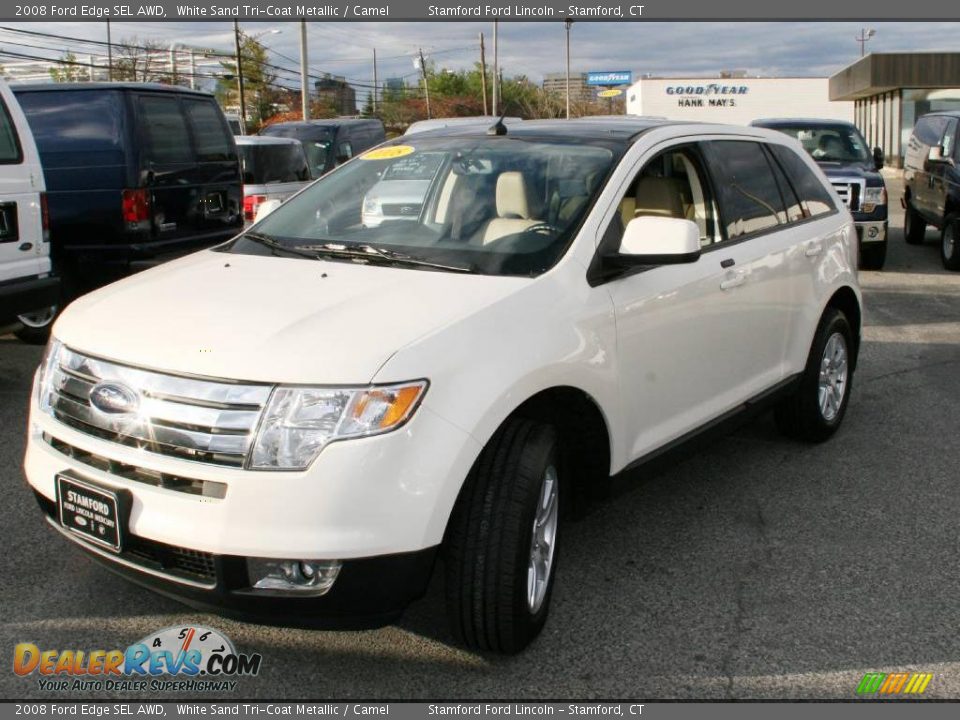 2008 Ford Edge SEL AWD White Sand Tri-Coat Metallic / Camel Photo #1