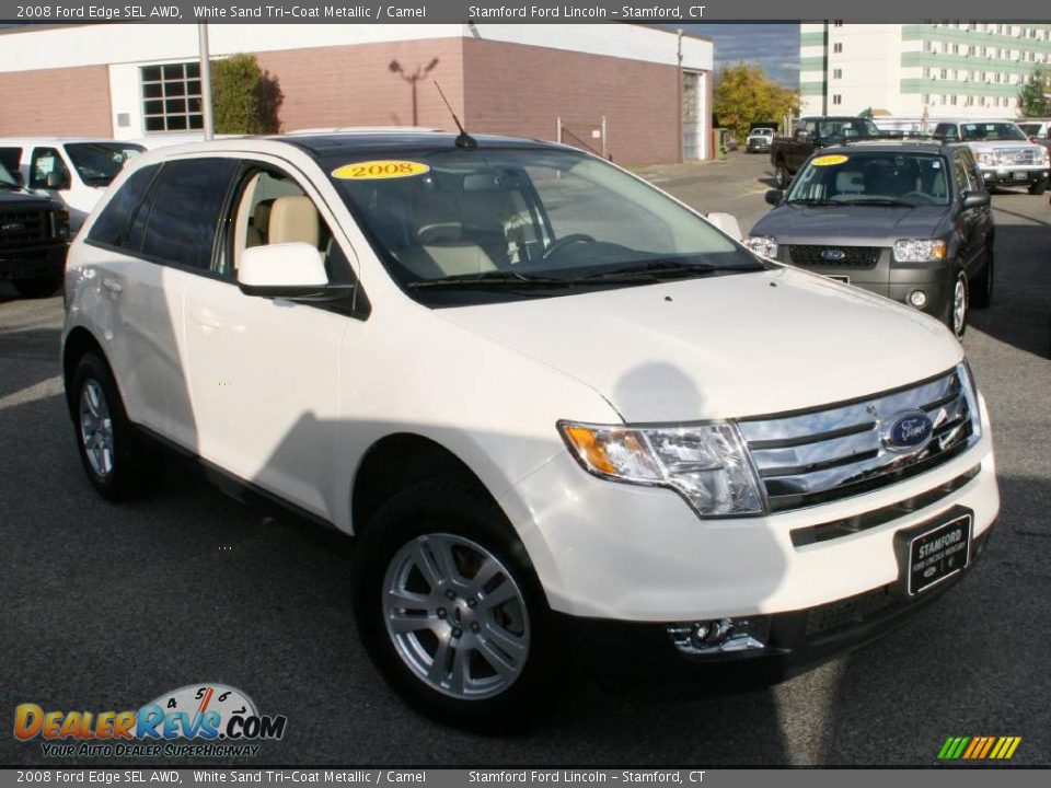 2008 Ford Edge SEL AWD White Sand Tri-Coat Metallic / Camel Photo #3
