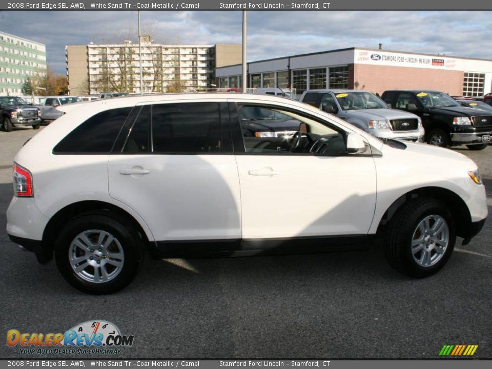 2008 Ford Edge SEL AWD White Sand Tri-Coat Metallic / Camel Photo #4