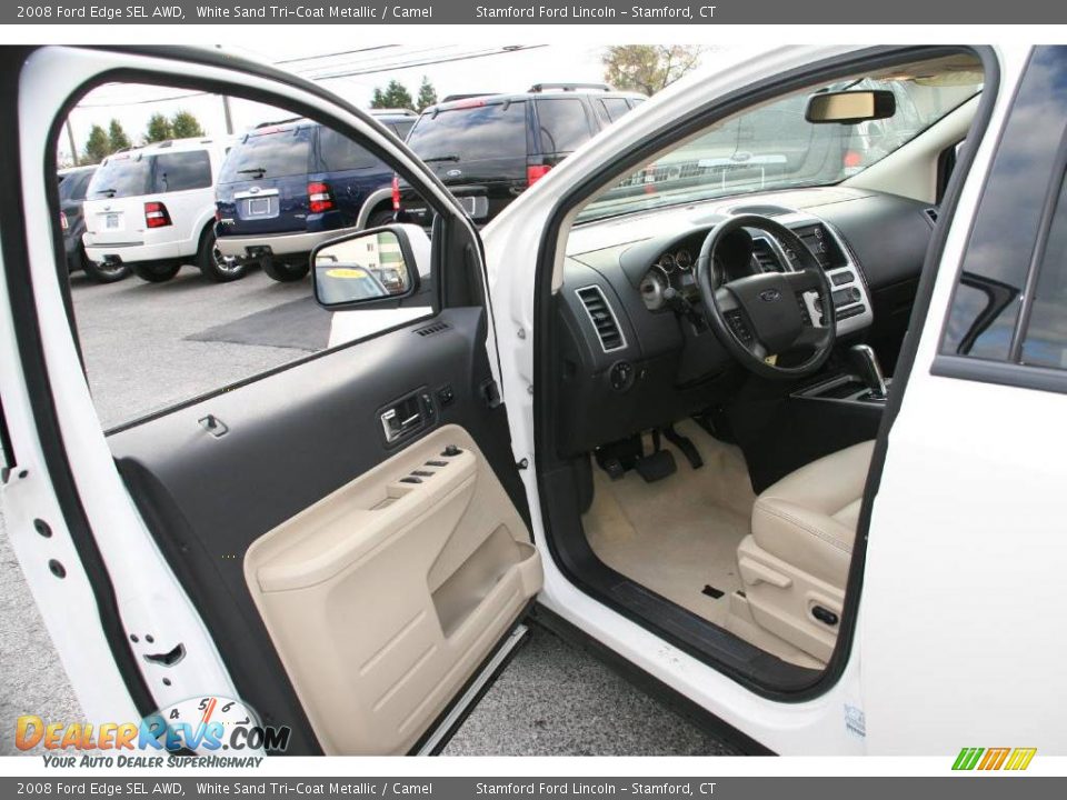 2008 Ford Edge SEL AWD White Sand Tri-Coat Metallic / Camel Photo #6