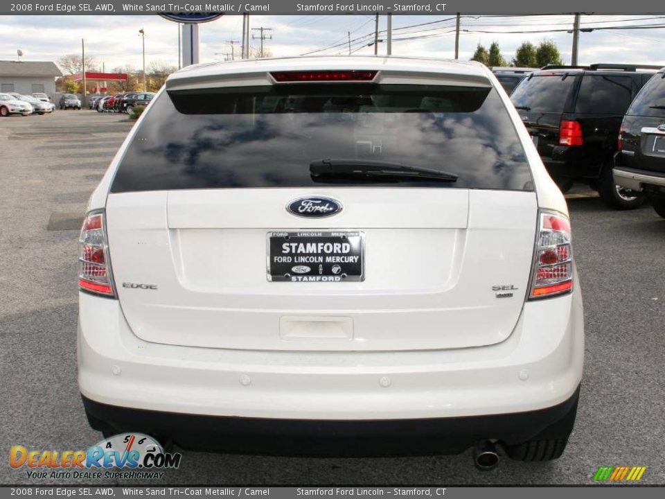 2008 Ford Edge SEL AWD White Sand Tri-Coat Metallic / Camel Photo #10
