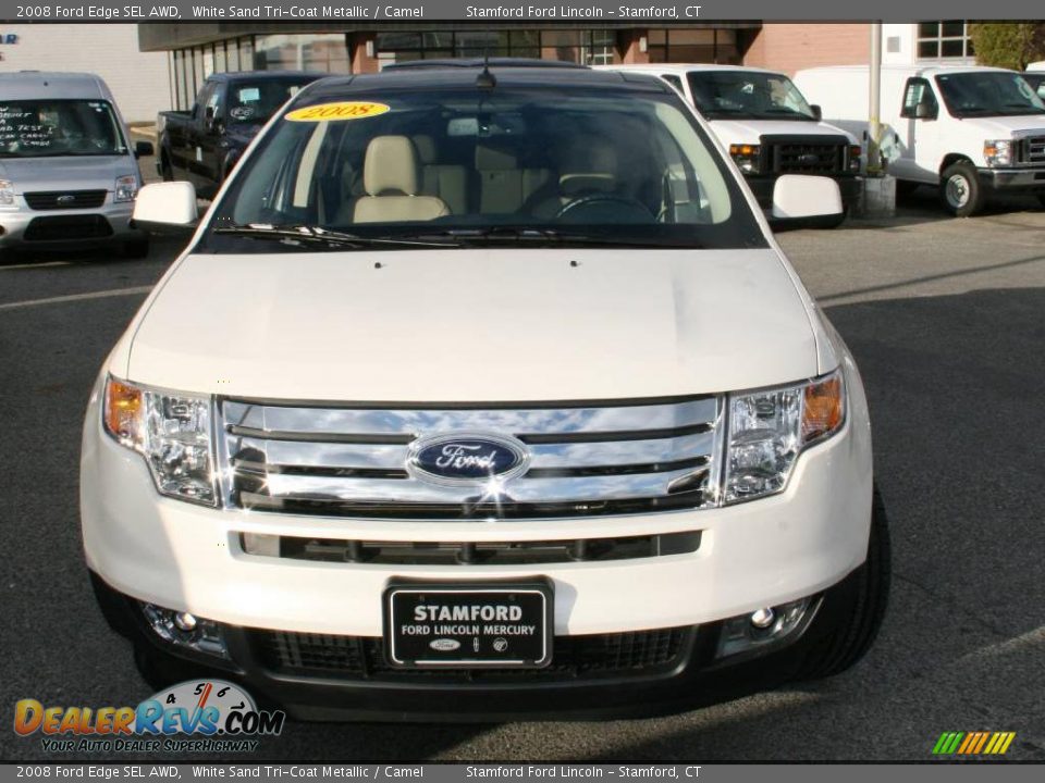 2008 Ford Edge SEL AWD White Sand Tri-Coat Metallic / Camel Photo #11