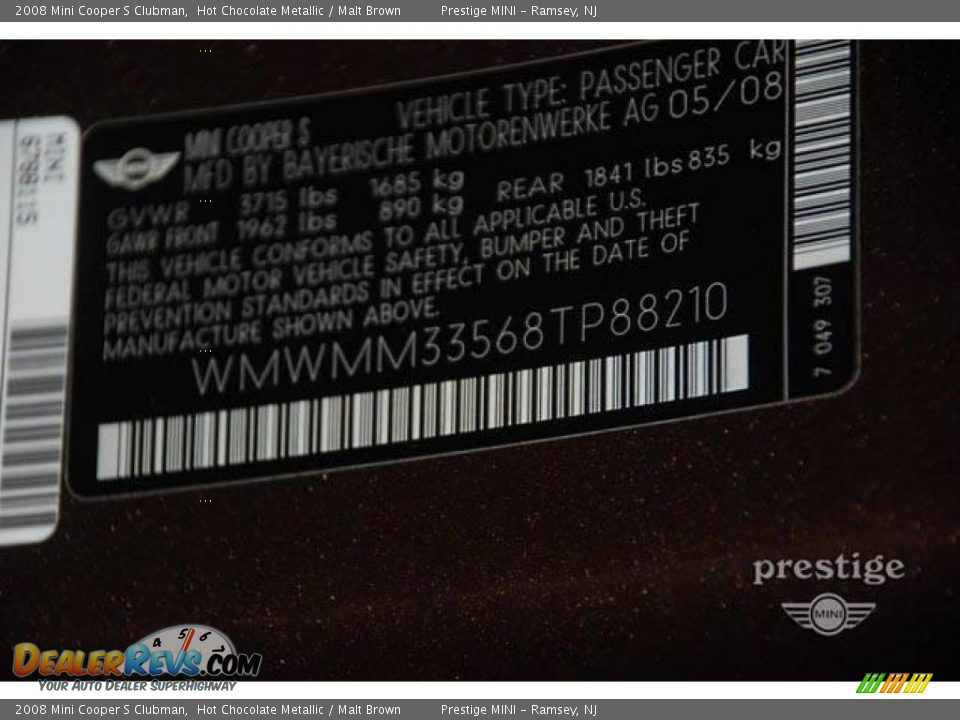 2008 Mini Cooper S Clubman Hot Chocolate Metallic / Malt Brown Photo #8