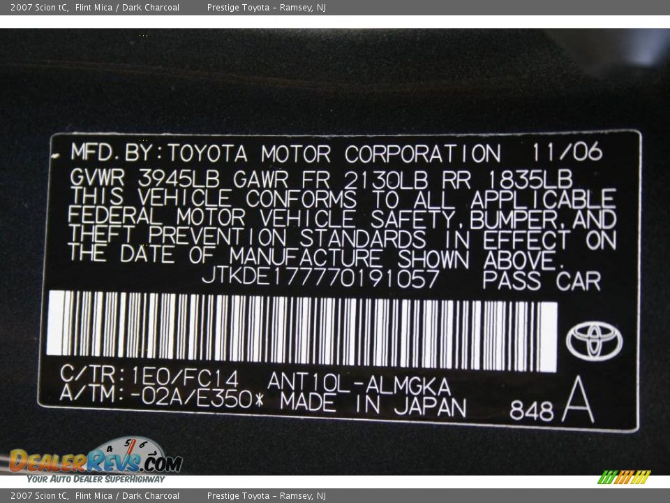 2007 Scion tC Flint Mica / Dark Charcoal Photo #15
