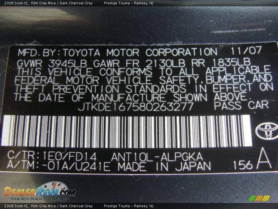 2008 Scion tC Flint Gray Mica / Dark Charcoal Gray Photo #15