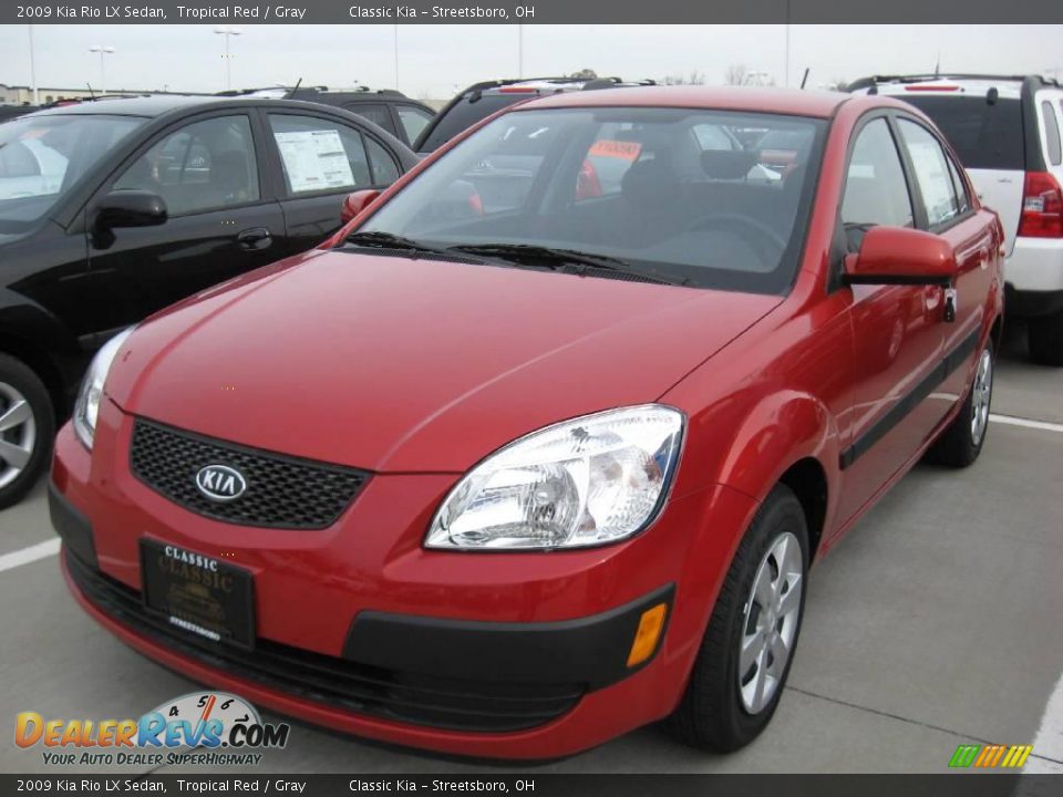 2009 Kia Rio LX Sedan Tropical Red / Gray Photo #2