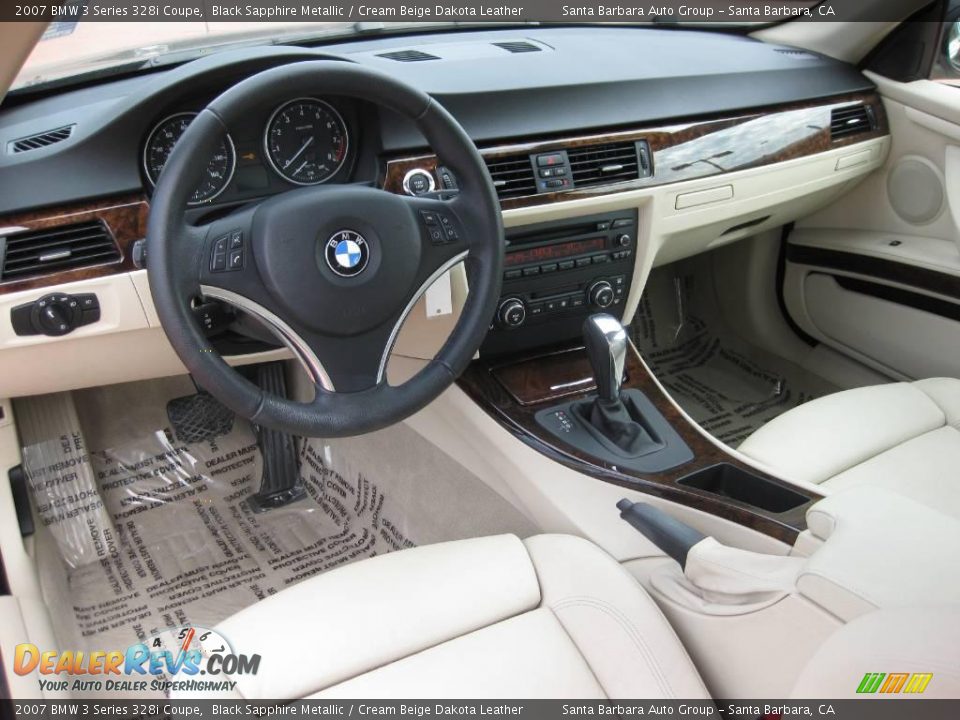 2007 BMW 3 Series 328i Coupe Black Sapphire Metallic / Cream Beige Dakota Leather Photo #13