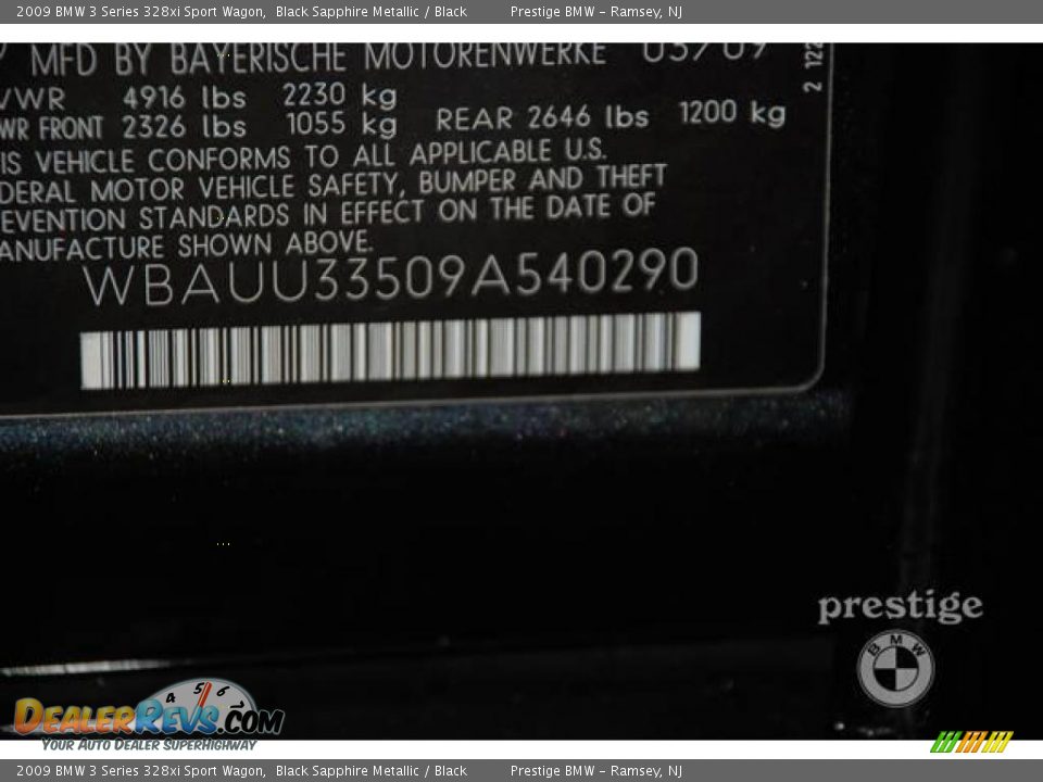 2009 BMW 3 Series 328xi Sport Wagon Black Sapphire Metallic / Black Photo #8