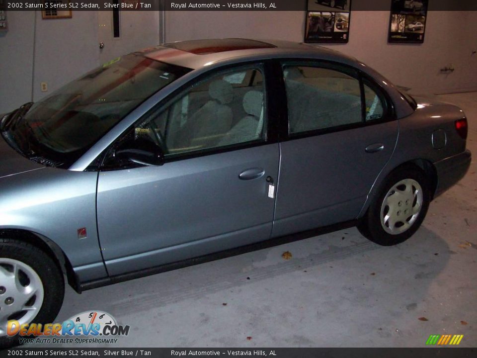 2002 Saturn S Series SL2 Sedan Silver Blue / Tan Photo #3