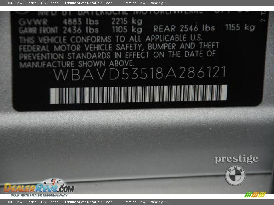 2008 BMW 3 Series 335xi Sedan Titanium Silver Metallic / Black Photo #8