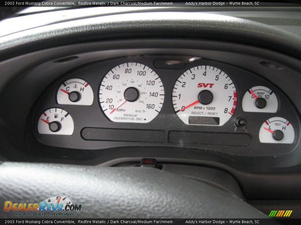 2003 Ford Mustang Cobra Convertible Redfire Metallic / Dark Charcoal/Medium Parchment Photo #25