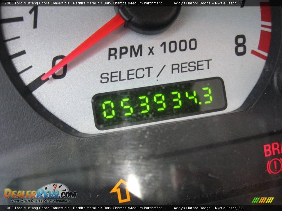 2003 Ford Mustang Cobra Convertible Redfire Metallic / Dark Charcoal/Medium Parchment Photo #26