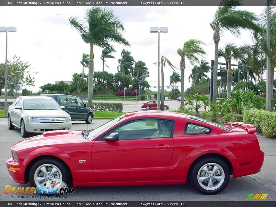 2008 Ford Mustang GT Premium Coupe Torch Red / Medium Parchment Photo #6